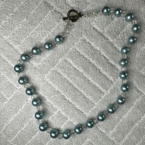 Vintage Blue & Clear Crystal Necklace